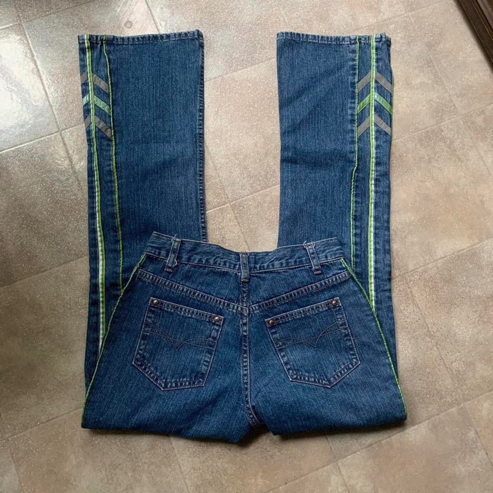 Z. Cavaricci Dark Blue Jeans with Green Stripe Detail